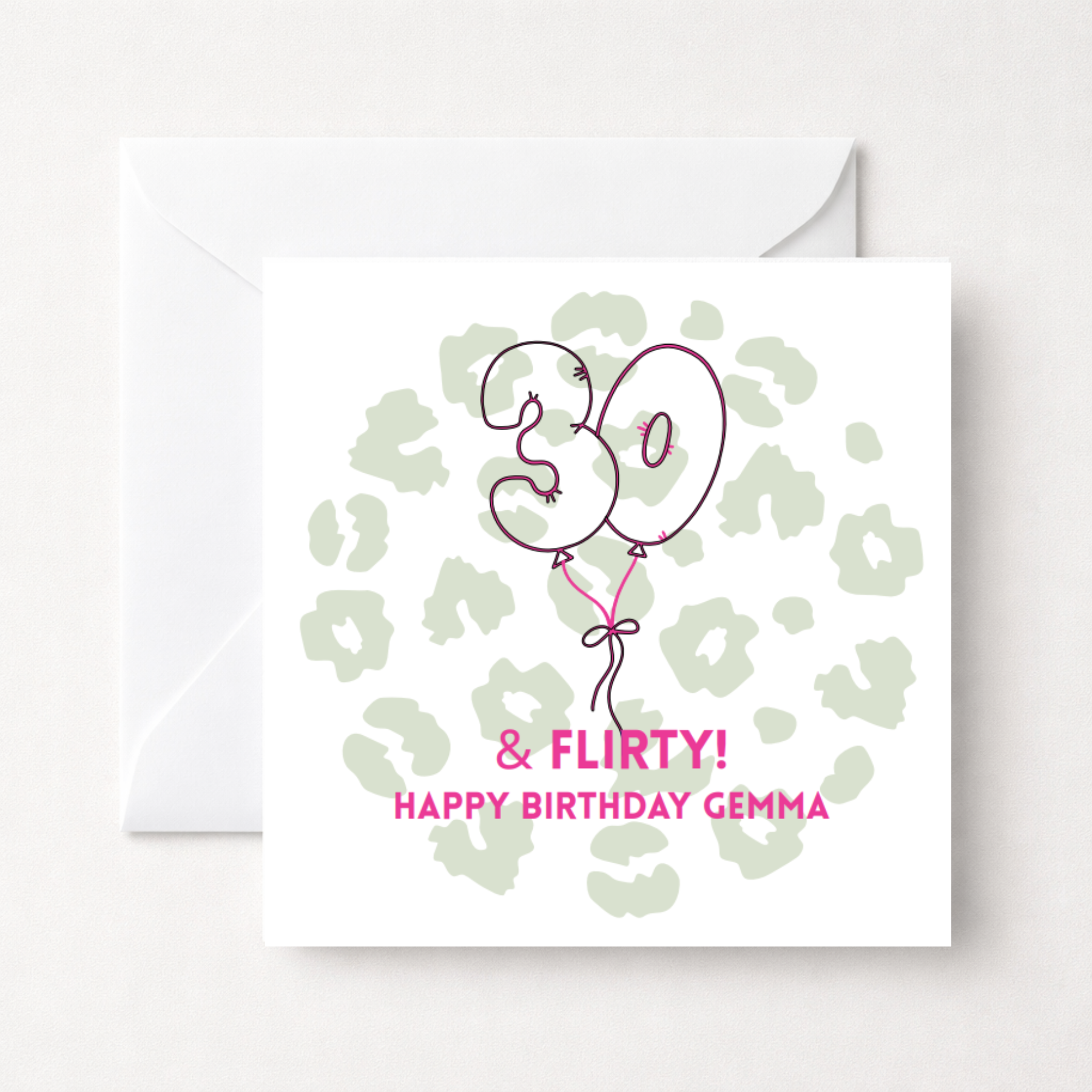 Personalised Leopard Print Balloon Age Birthday Card