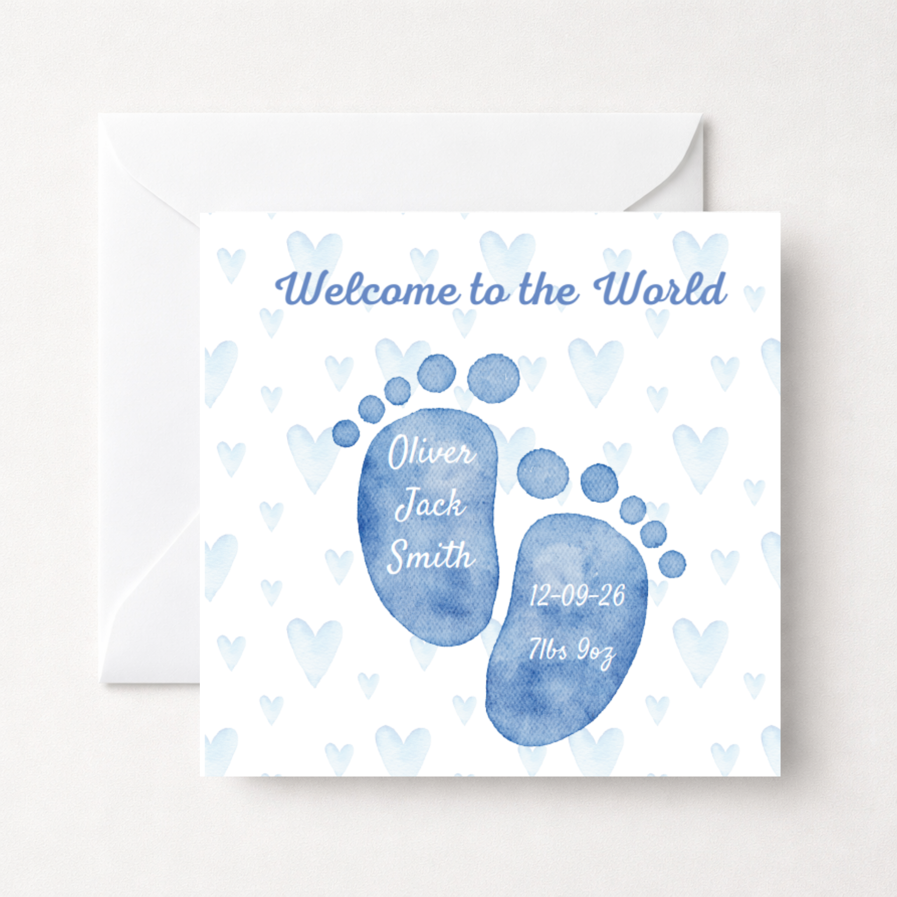 Personalised 'Welcome to the World' Baby Footprints Card
