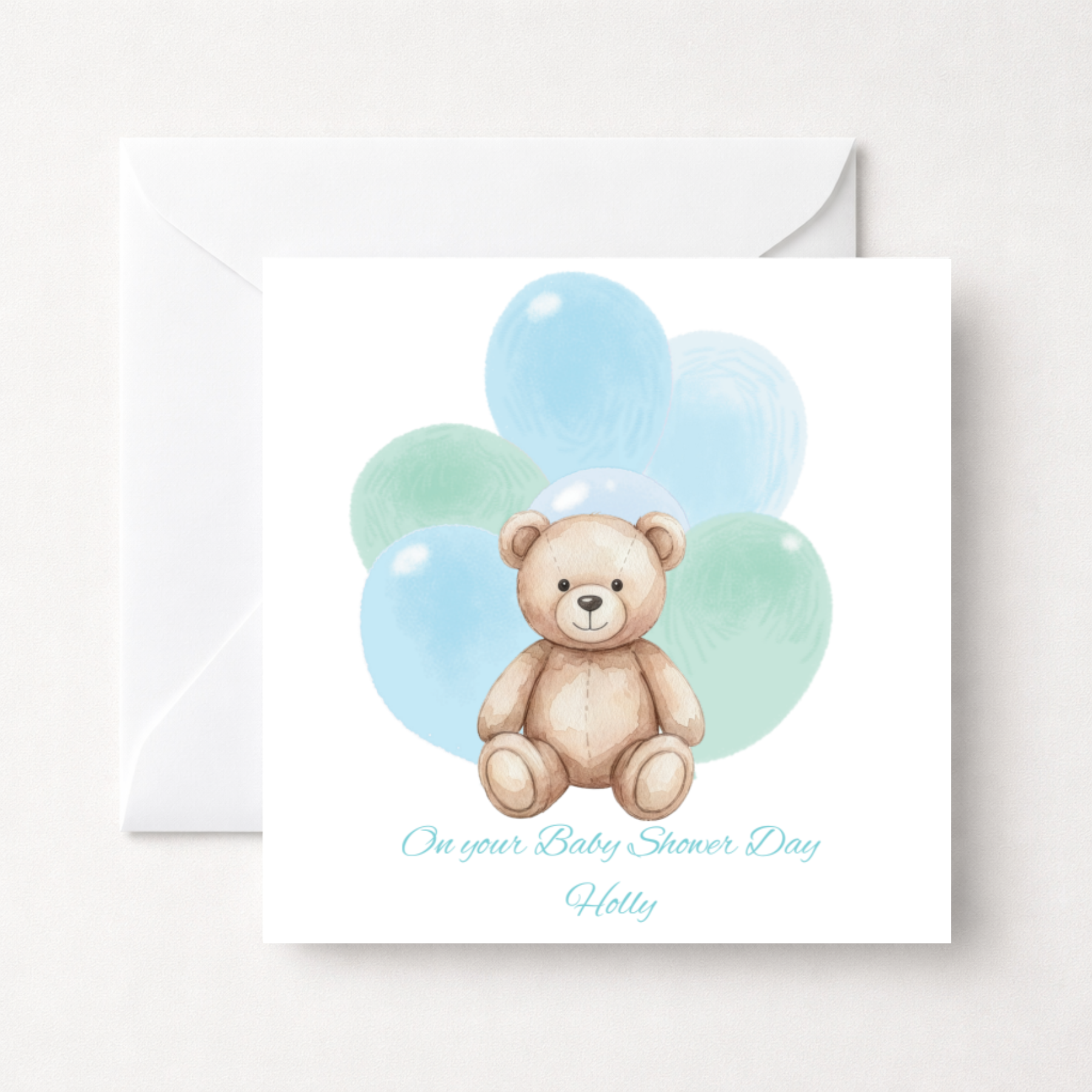 Personalised Teddy Bear Baby Shower Card