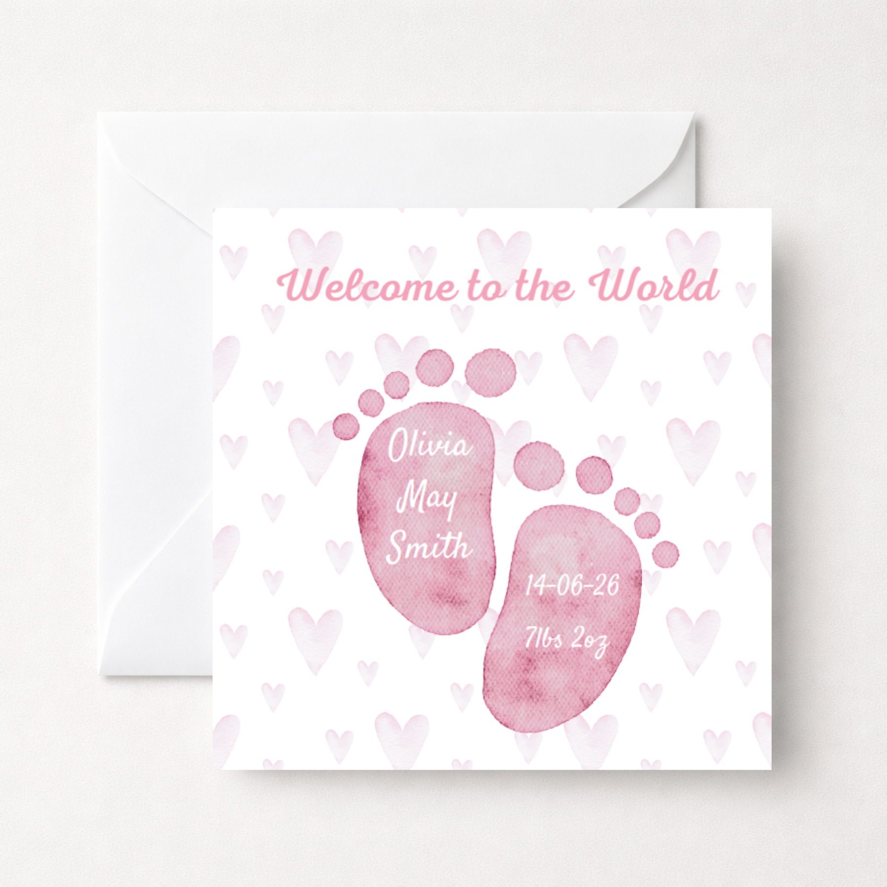 Personalised Welcome to the World New Baby Footprints Card