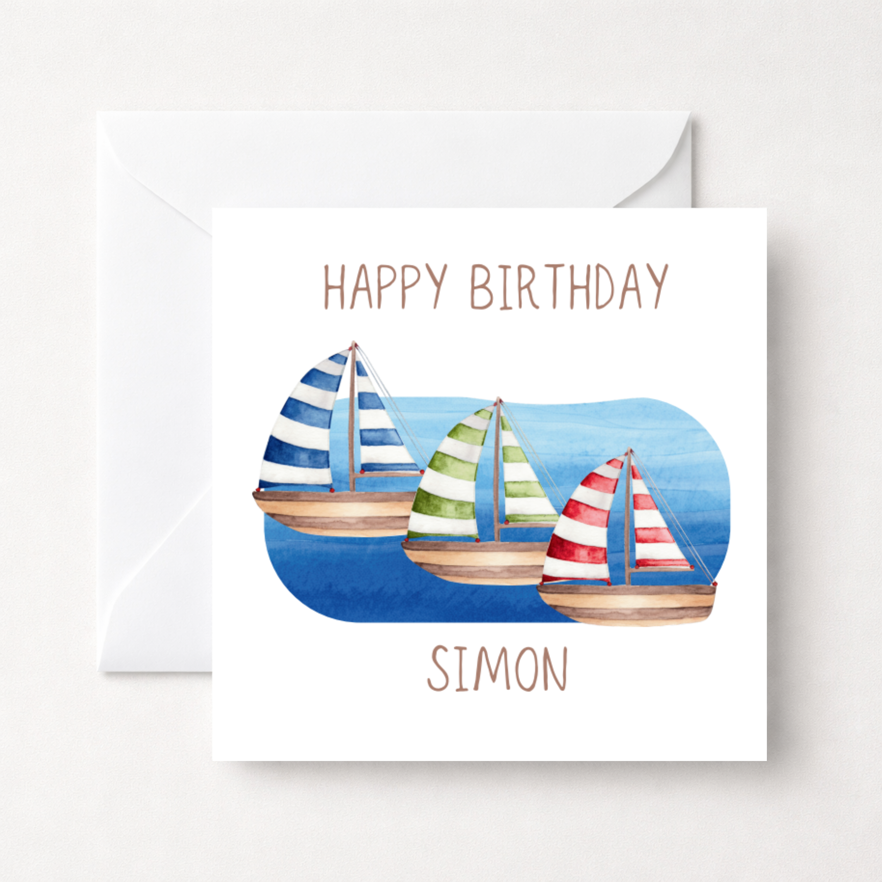 Personalised Nautical Sailboats Birthday Card