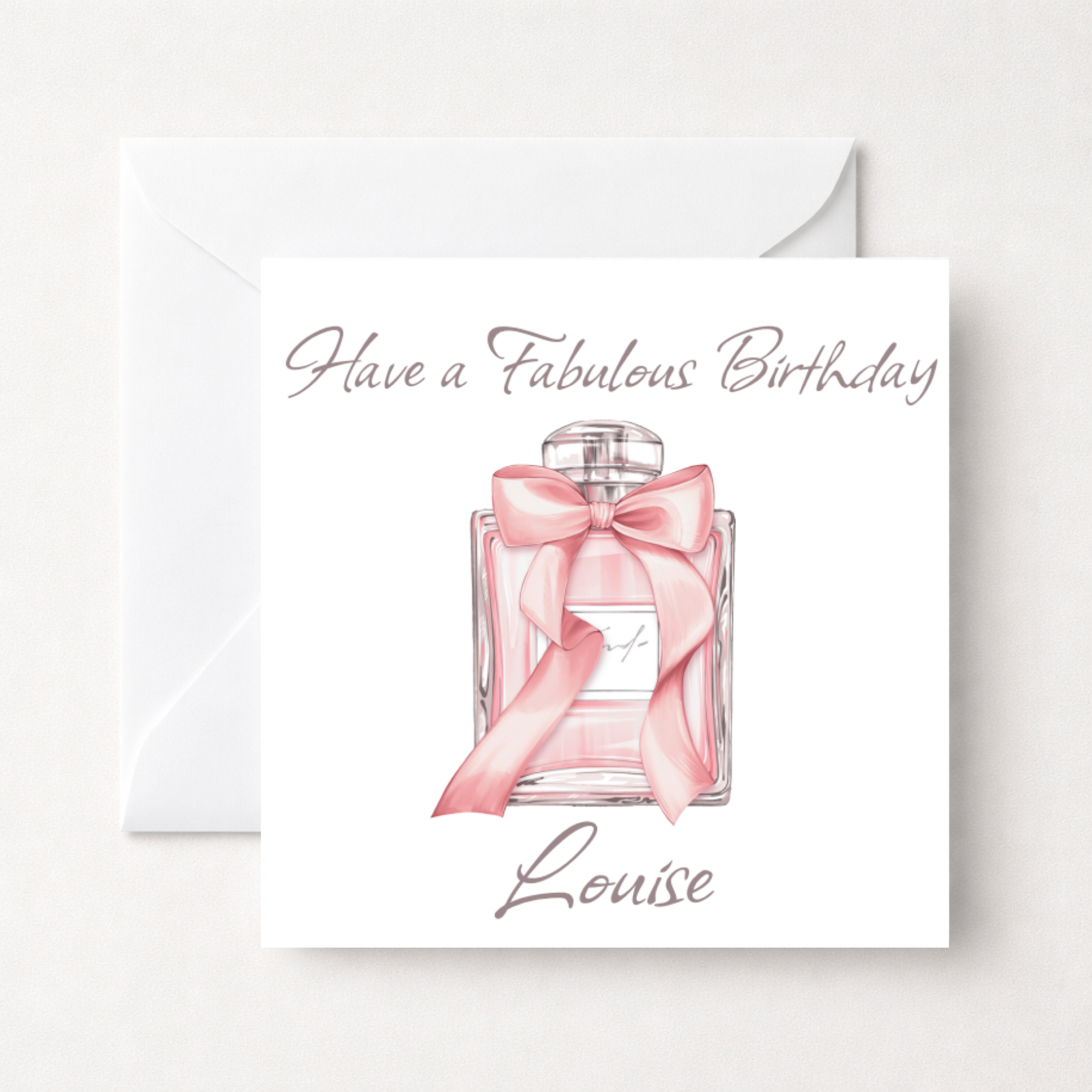 Personalised Pink Perfume Bottle Birthday Card