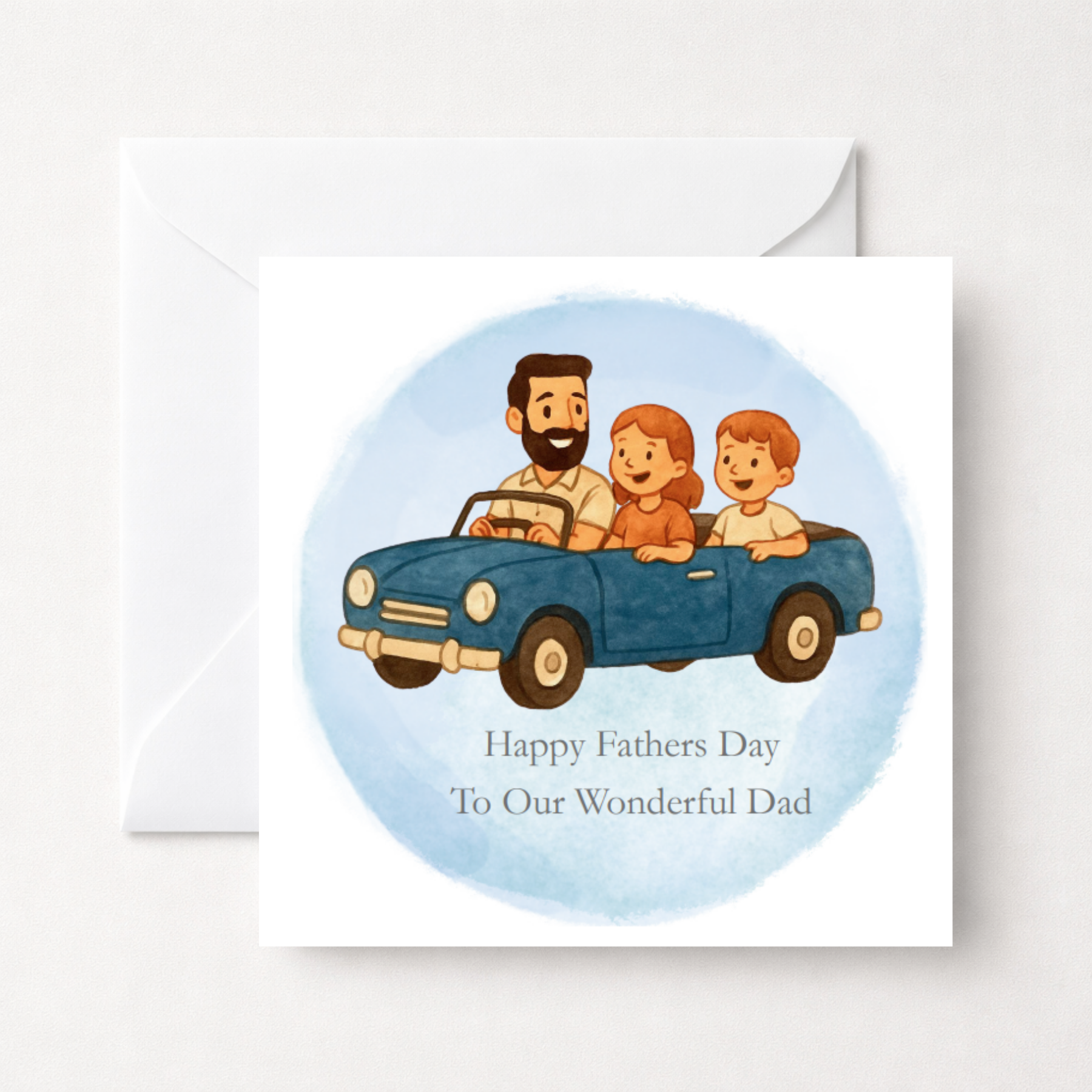 Personalised Father's Day Dad & Kids Vintage Car Card
