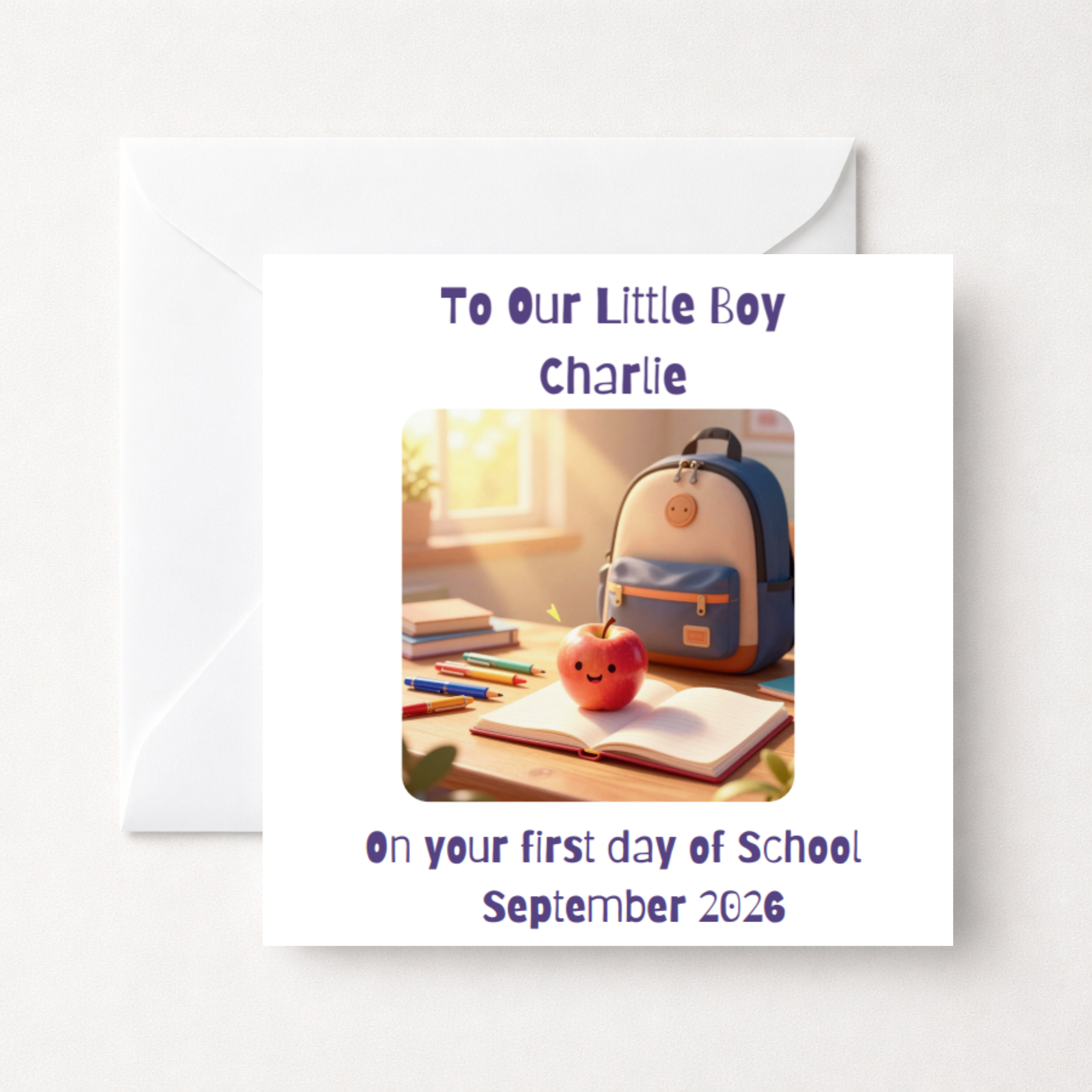 Personalised First Day of School Card for Little Boy