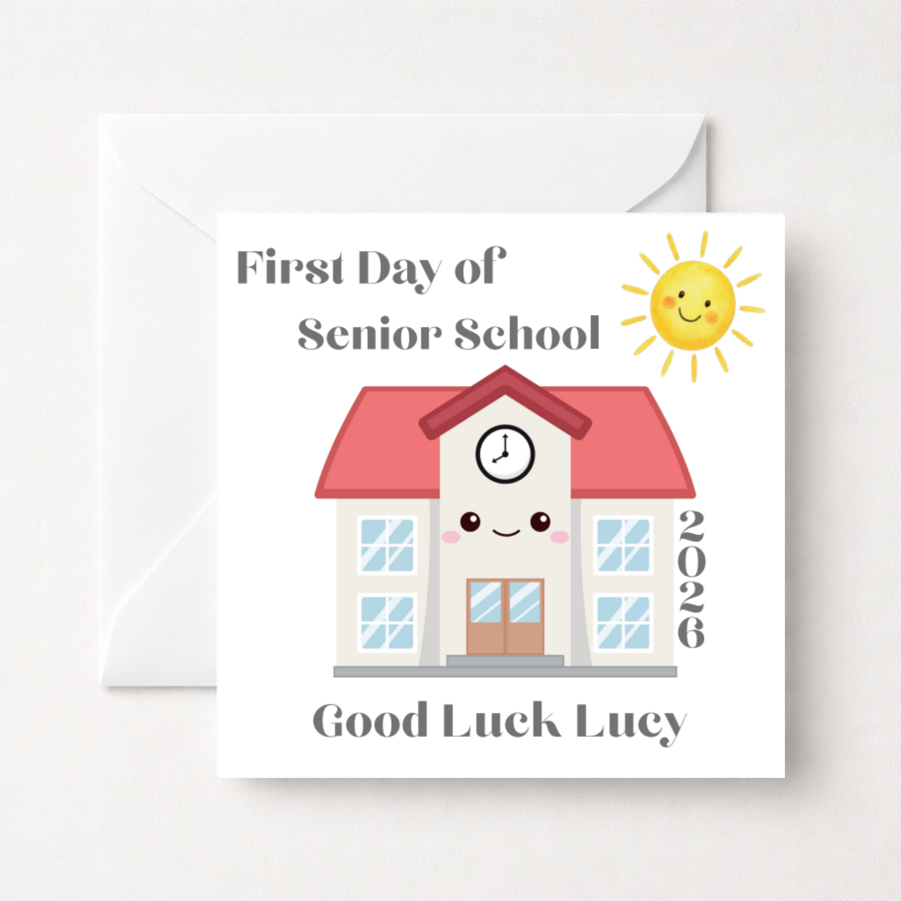 Personalised First Day of Senior School Good Luck Card