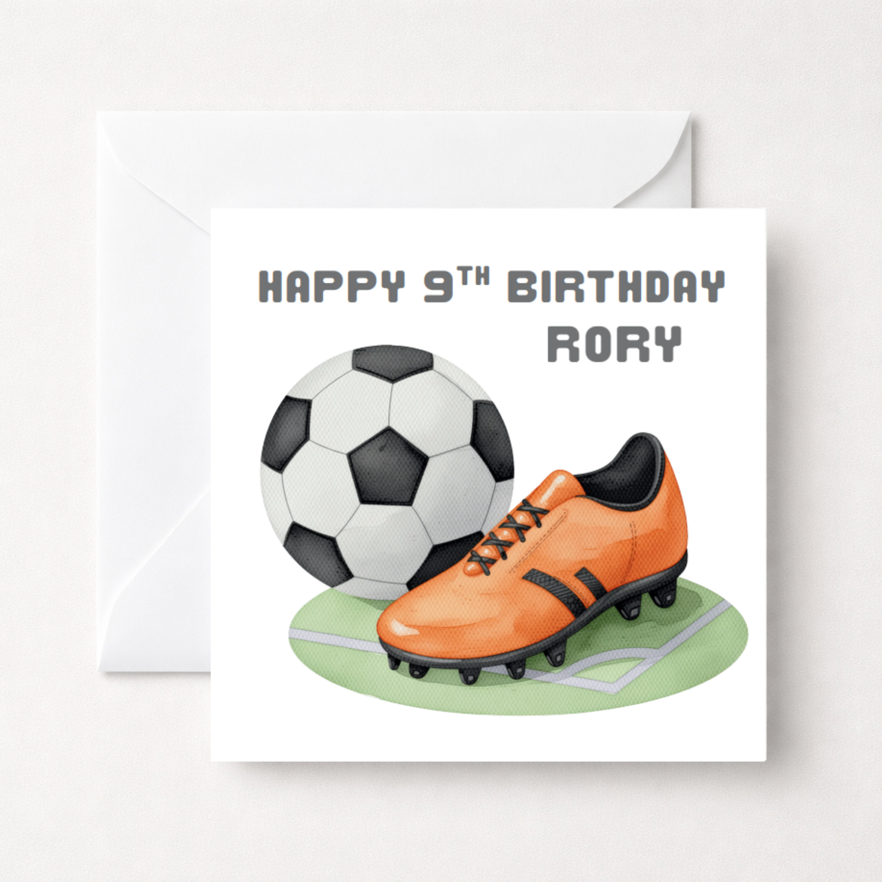 Personalised Football Birthday Card - Soccer Ball & Boot