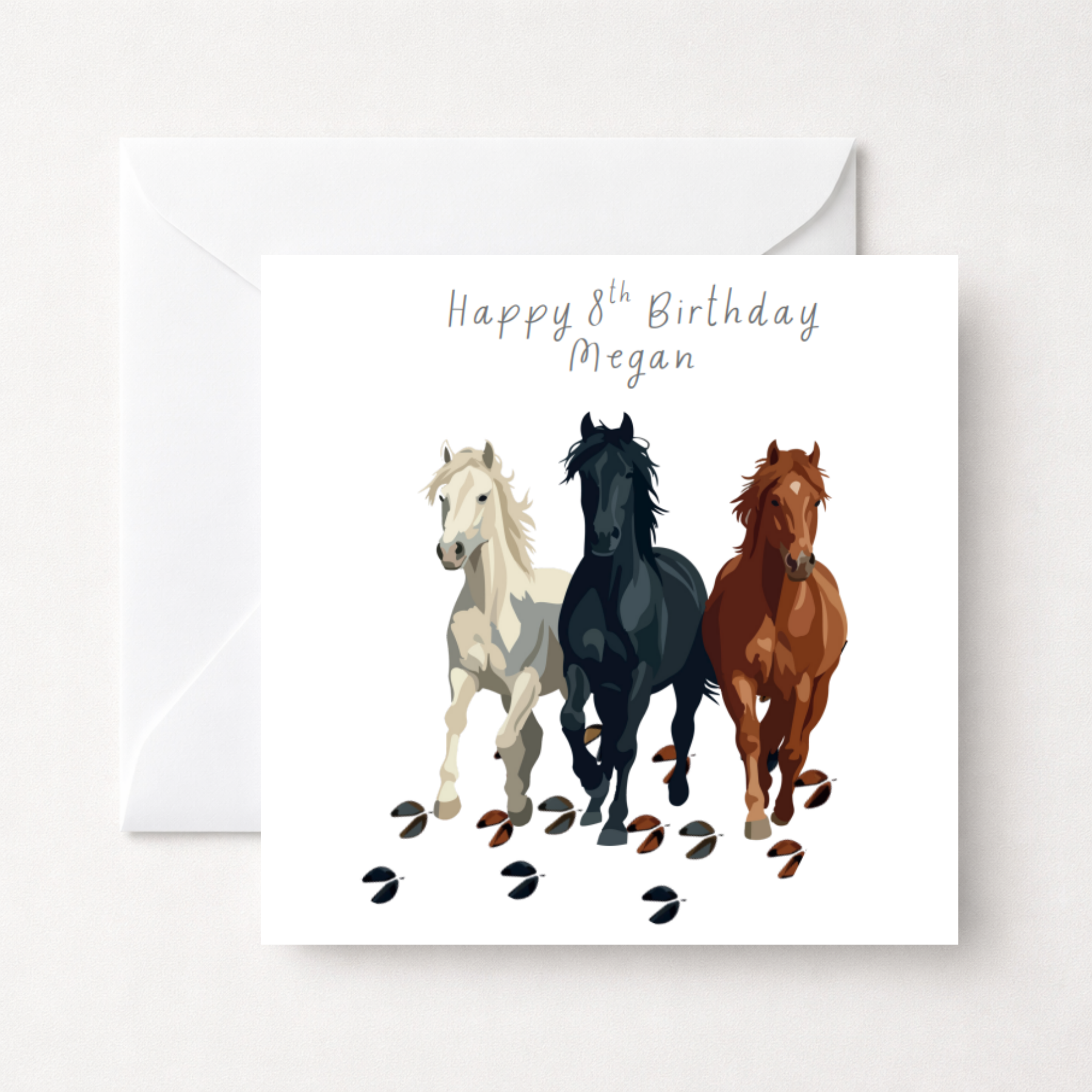 Personalised Galloping Horses Birthday Card