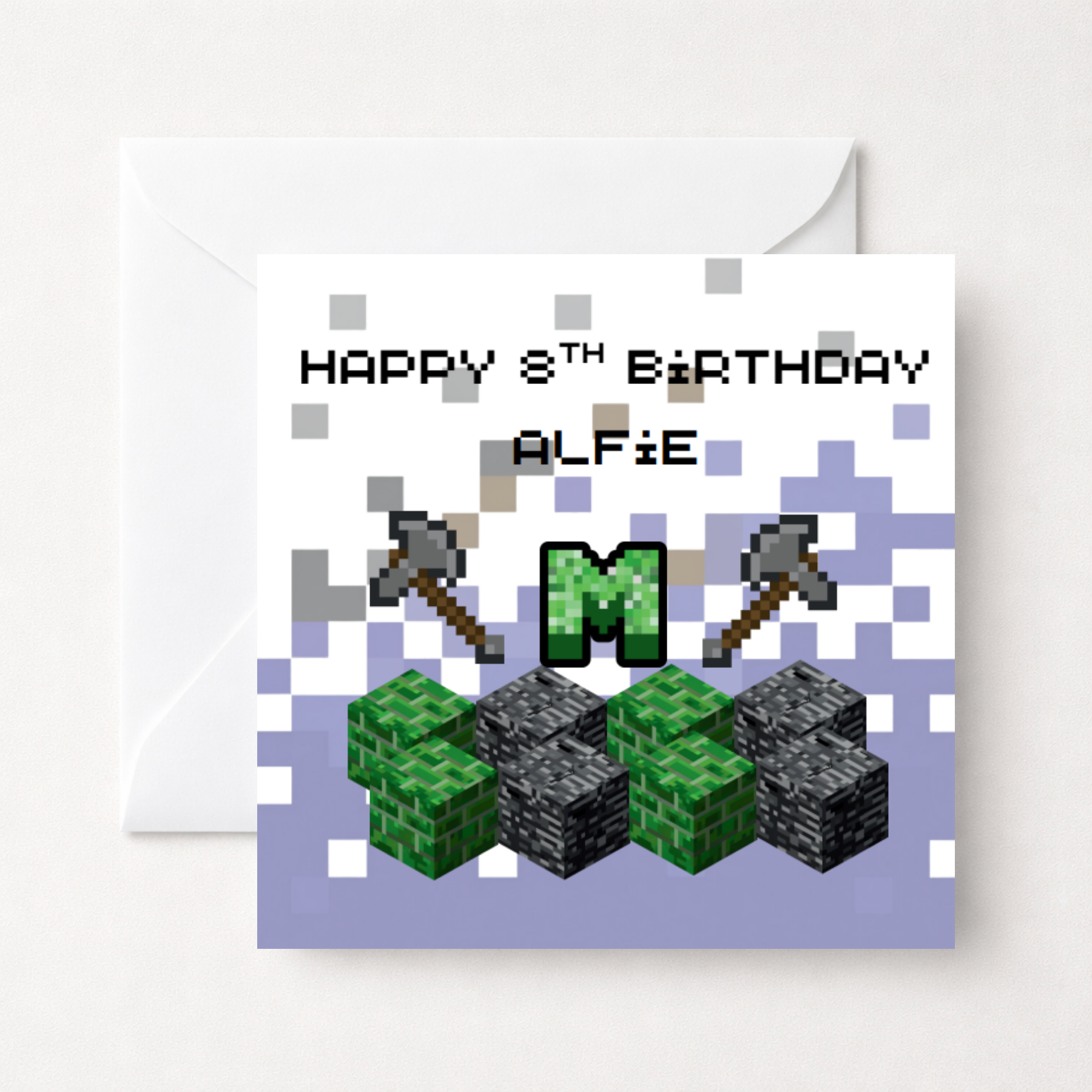 Personalised Pixel Gamer Birthday Card