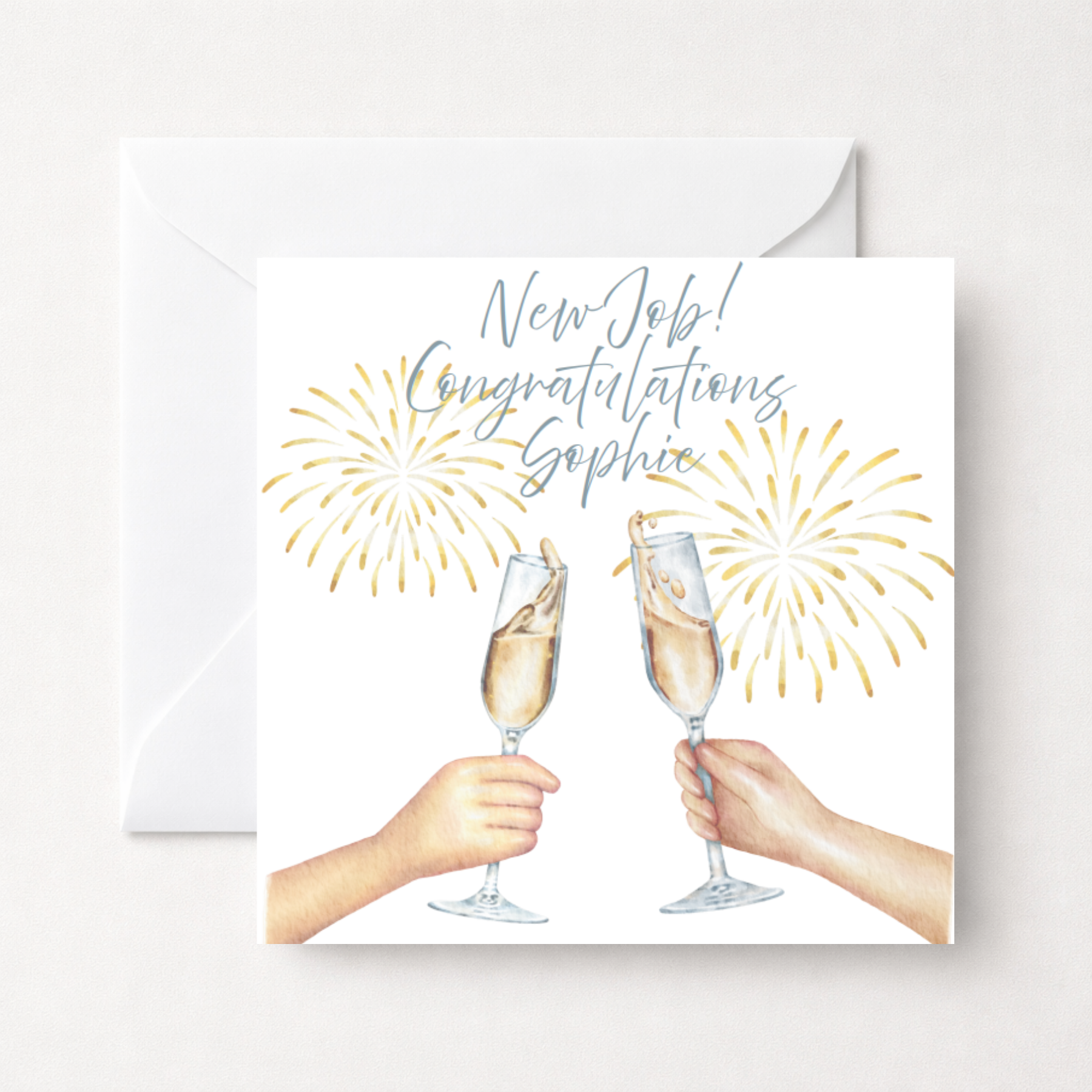 Personalised New Job Congratulations Card – Champagne & Fireworks