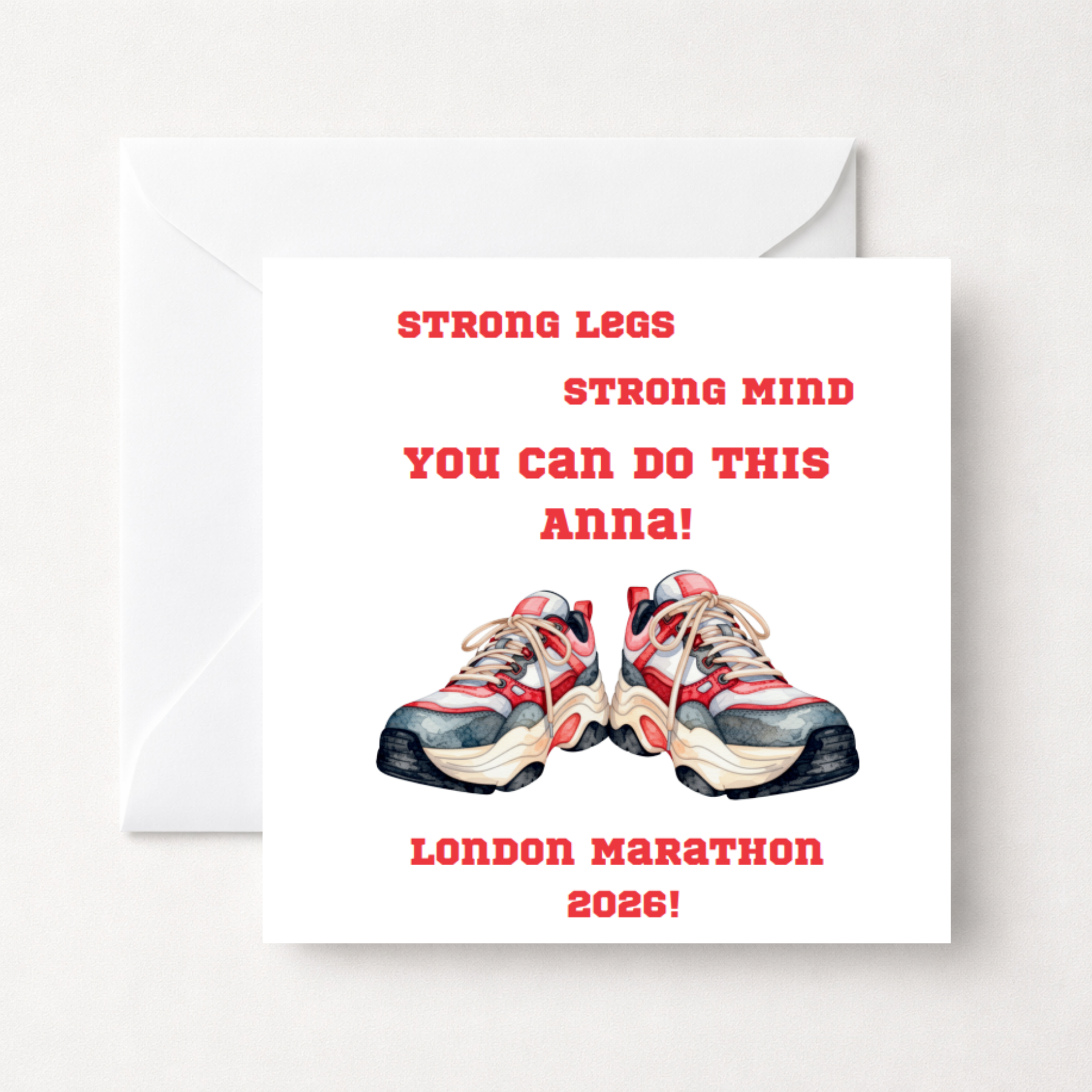 Personalised Marathon Good Luck Card with Running Shoes