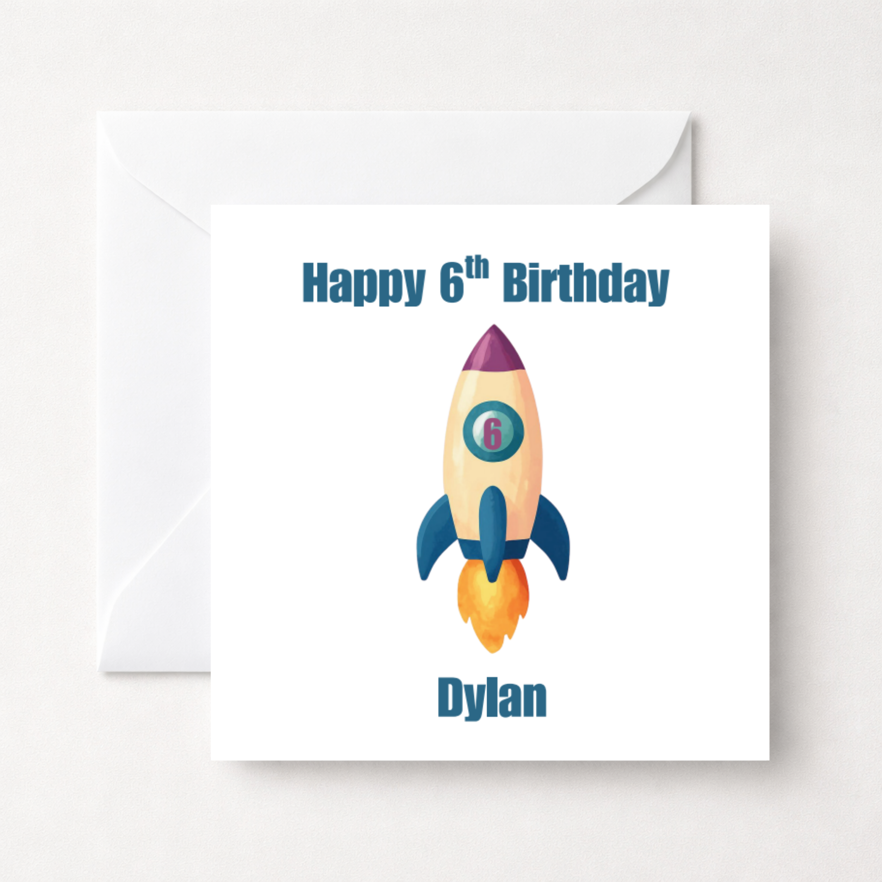 Personalised Space Rocket Birthday Card