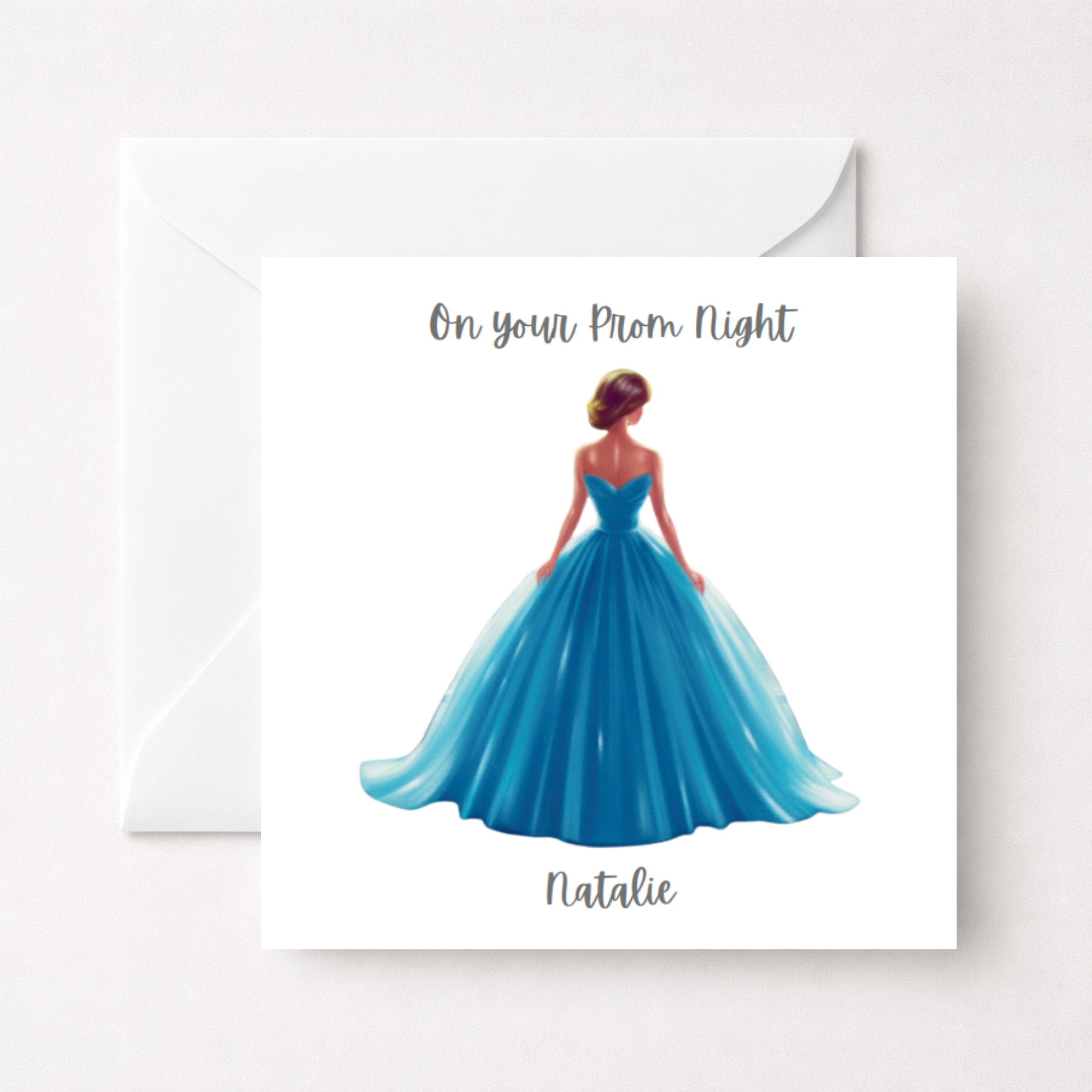 Personalised Prom Night Card with Ball Gown