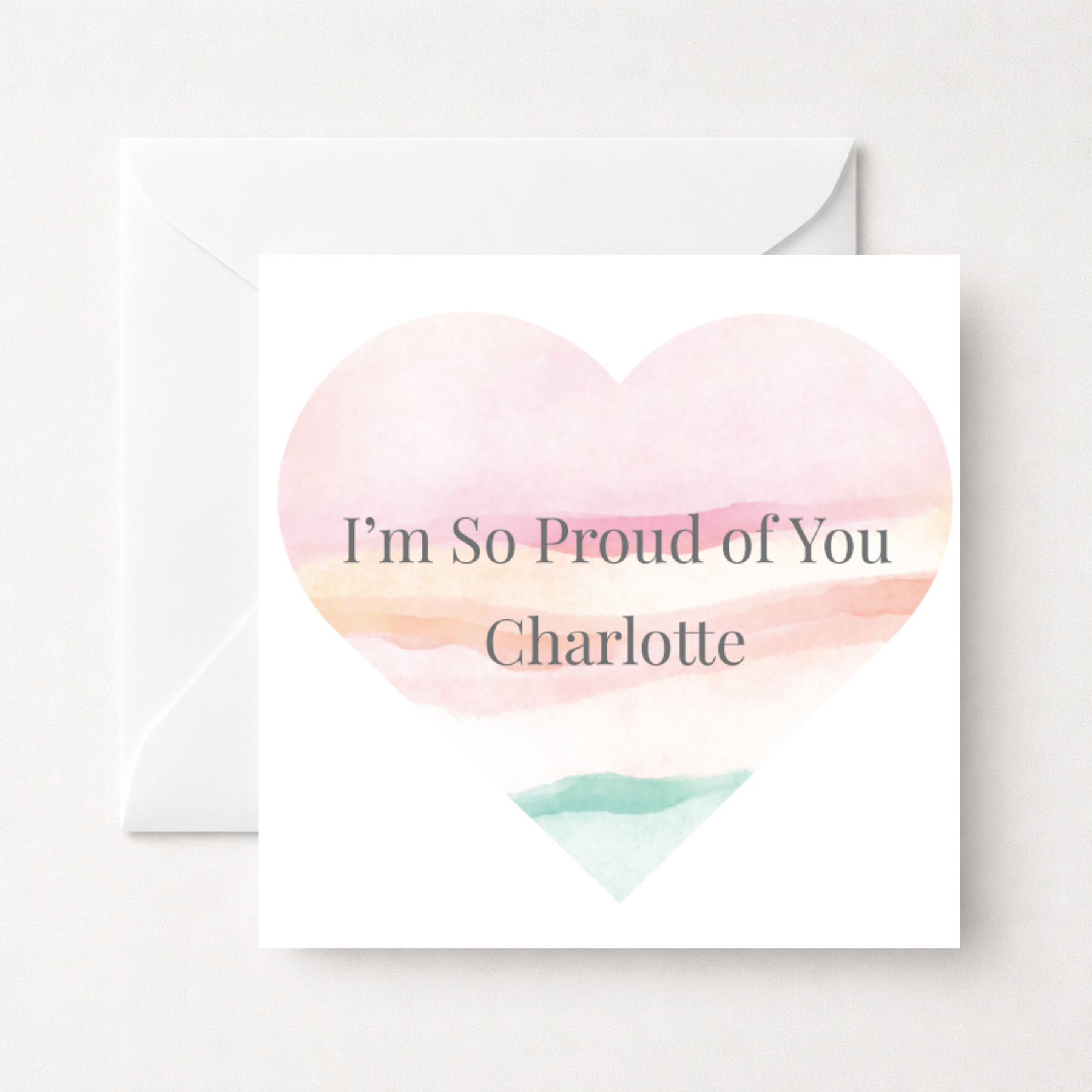 Personalised Proud of You Watercolour Heart Card