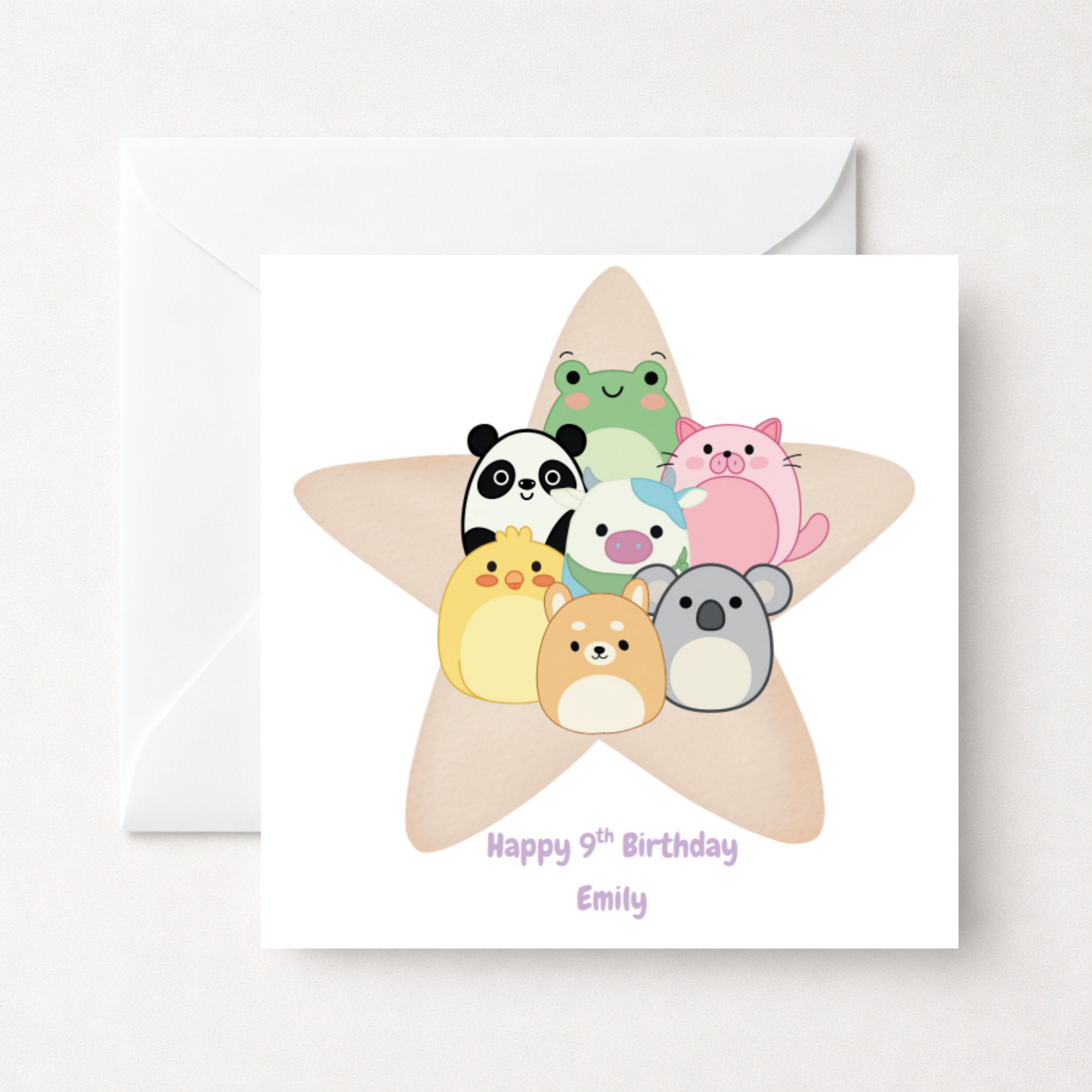 Personalised Kawaii Animal Friends Birthday Card