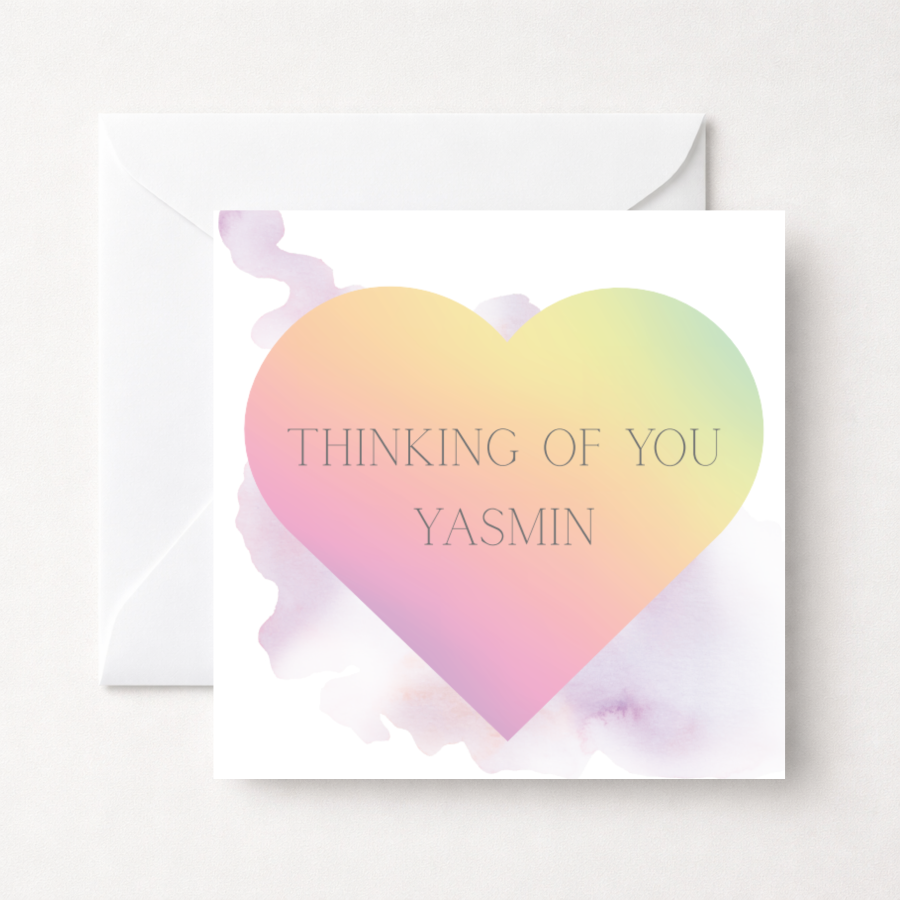 Personalised Rainbow Heart Thinking of You Card