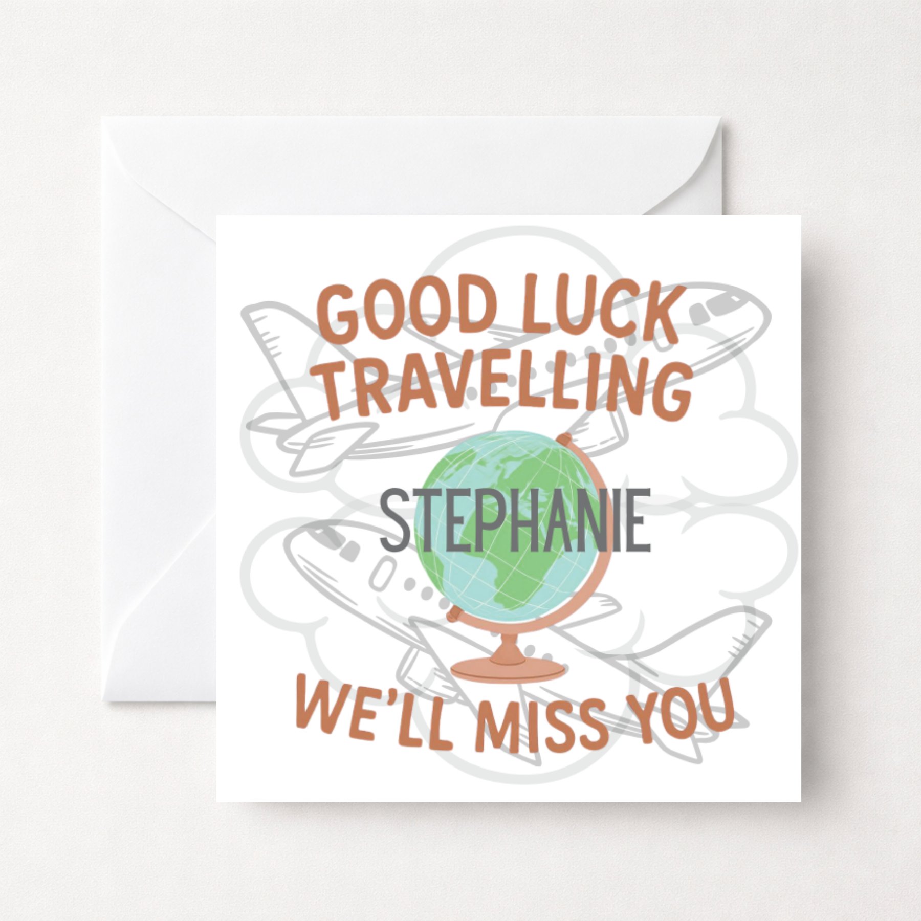 Personalised Bon Voyage Good Luck Travelling Card
