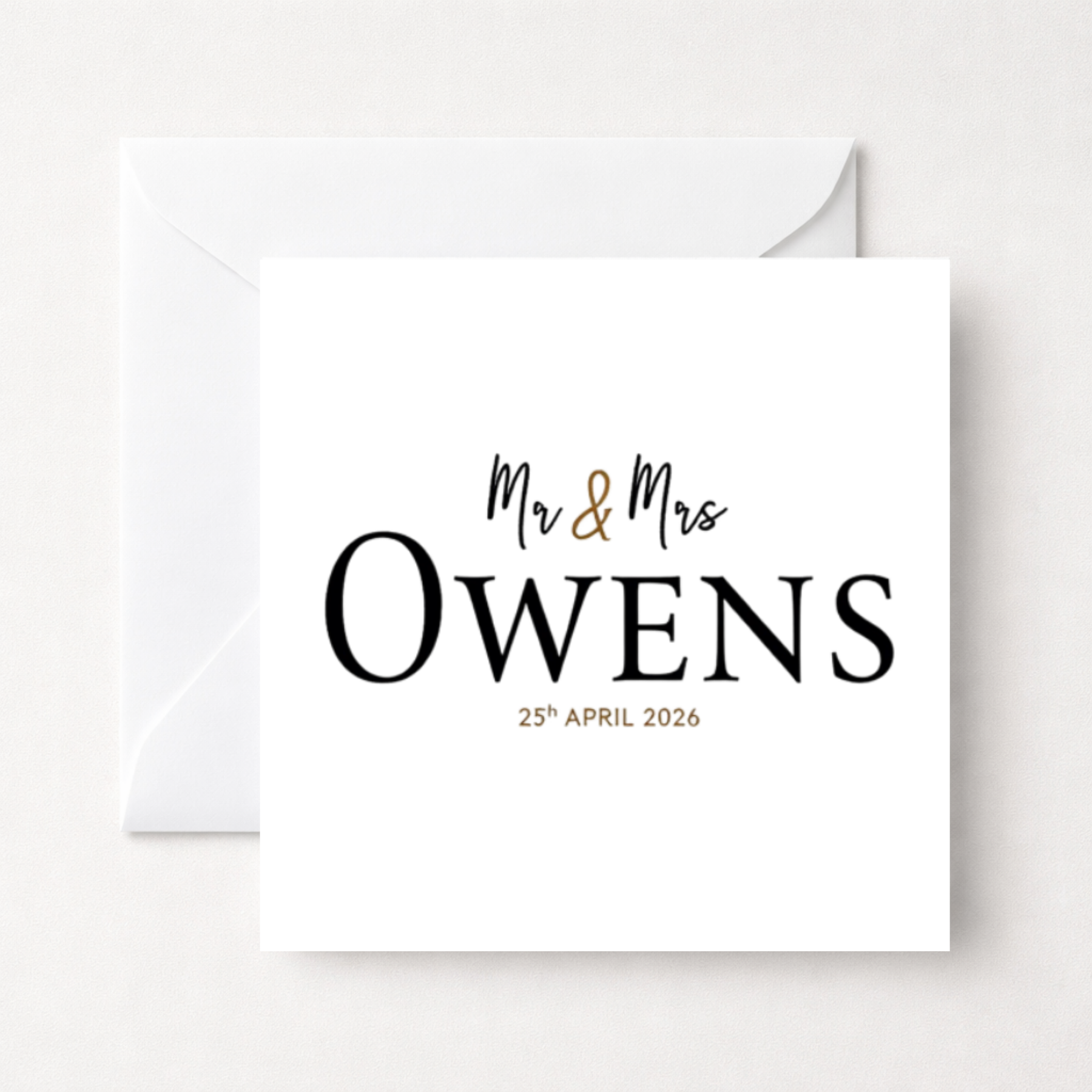Personalised Mr & Mrs Surname Wedding Card with Date