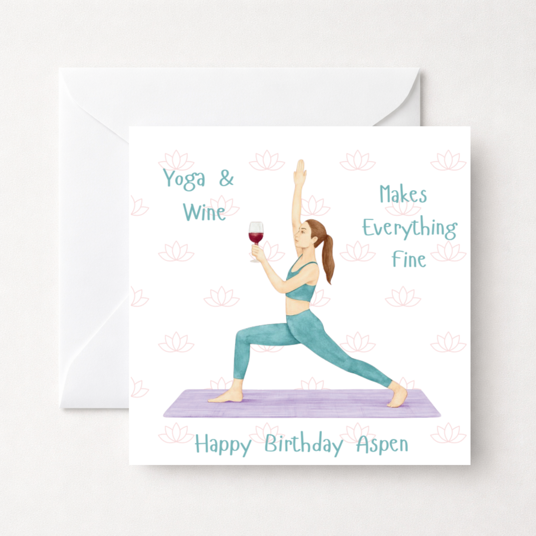 Personalised Yoga & Wine Funny Birthday Card