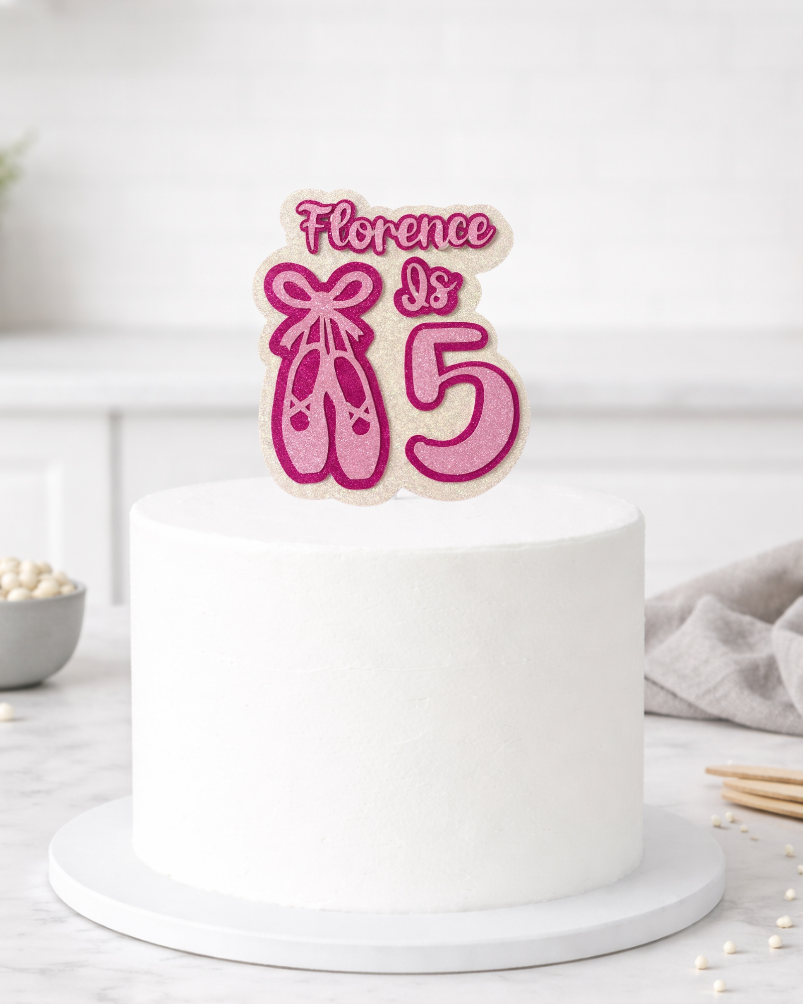 Personalised Ballerina Ballet Shoes Birthday Cake Topper
