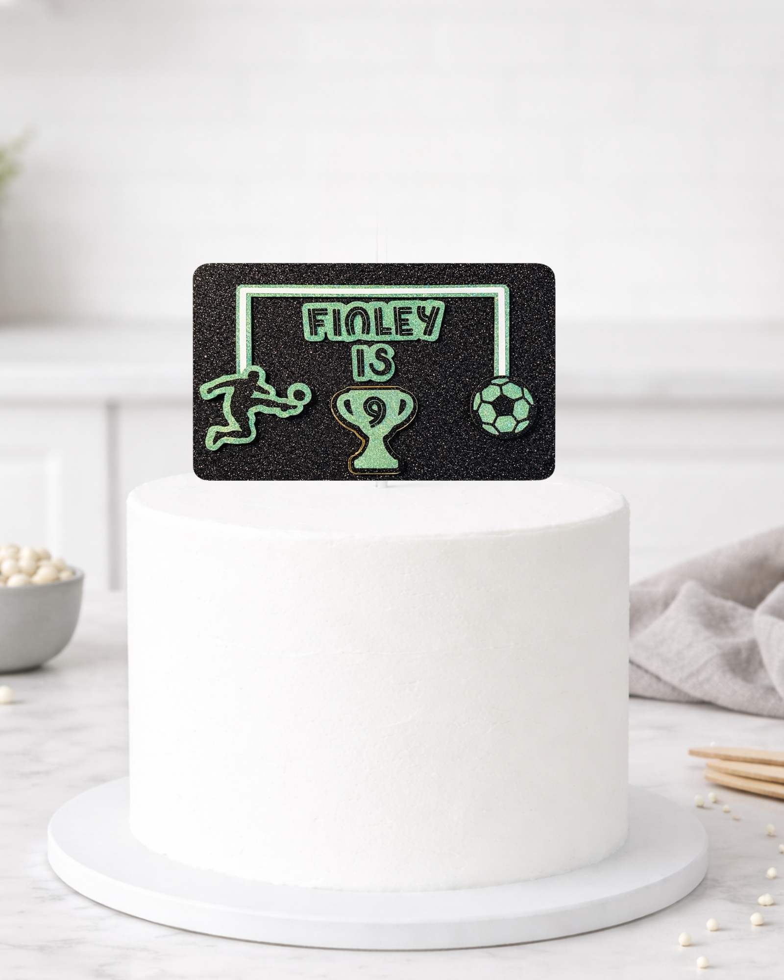 Personalised Football Goal Birthday Cake Topper
