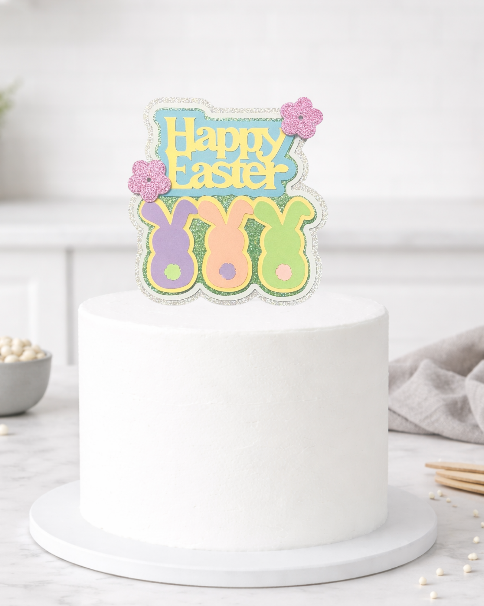 Personalised Happy Easter Bunny Cake Topper