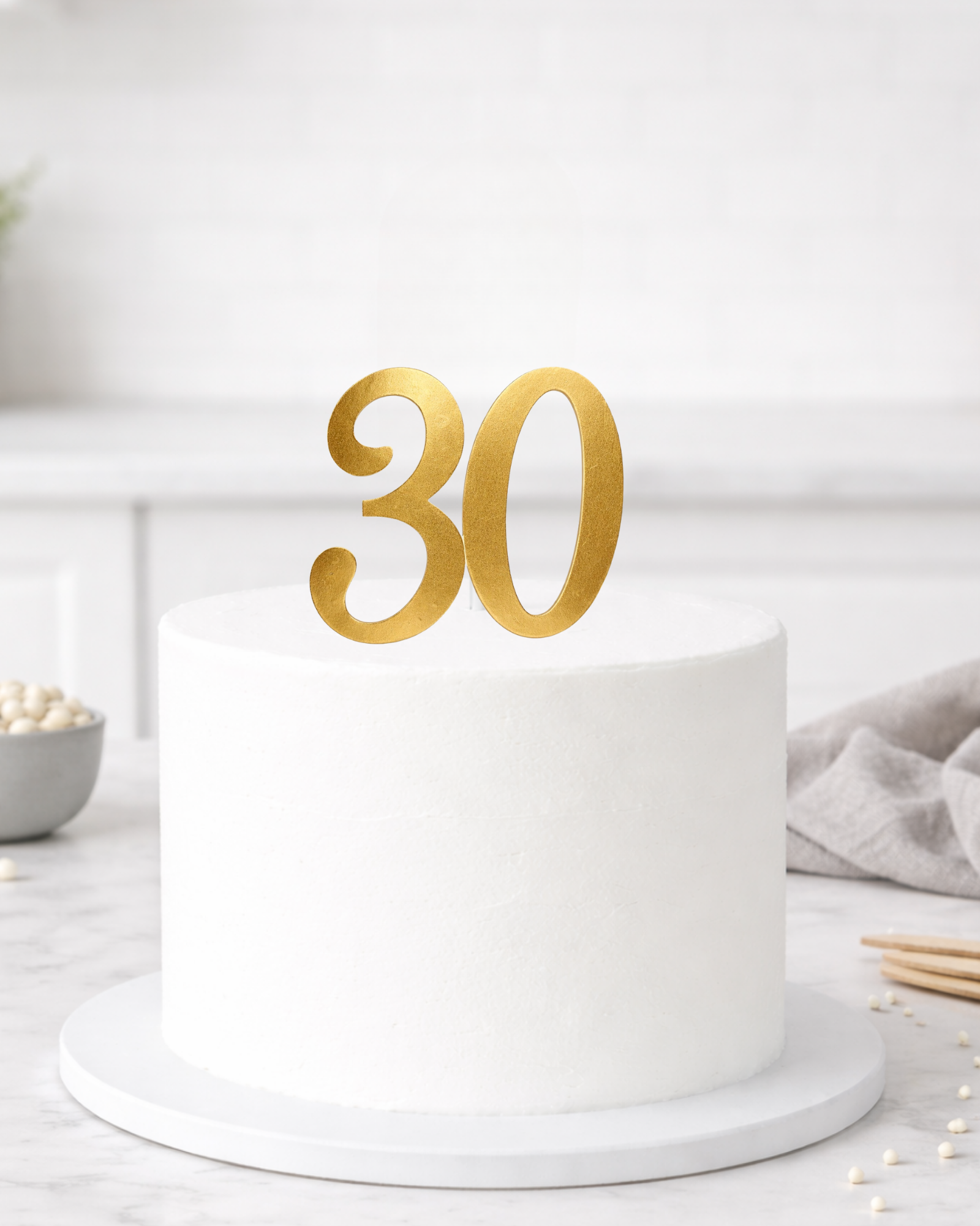 Personalised Gold Number Birthday Cake Topper