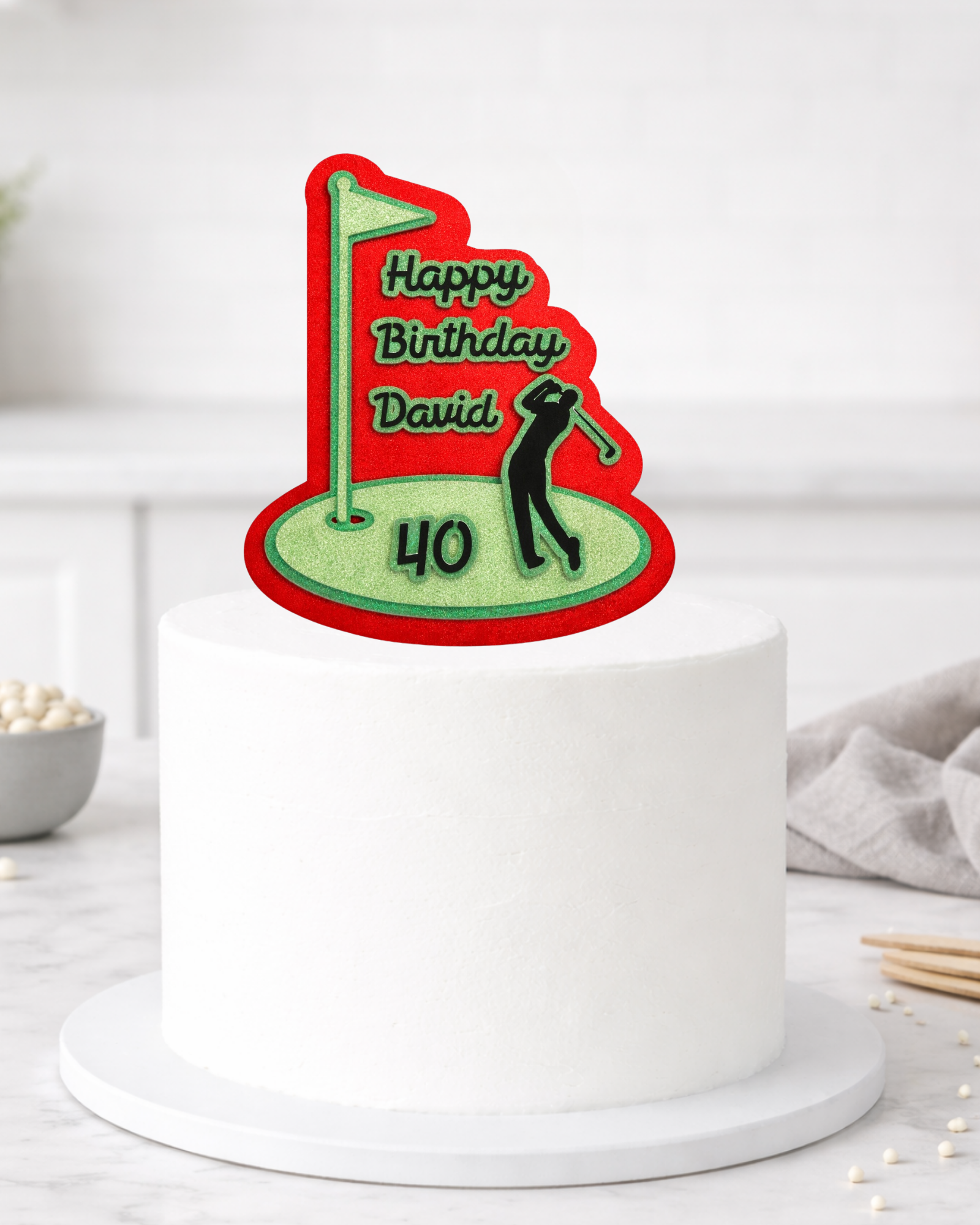 Personalised Golf Birthday Cake Topper