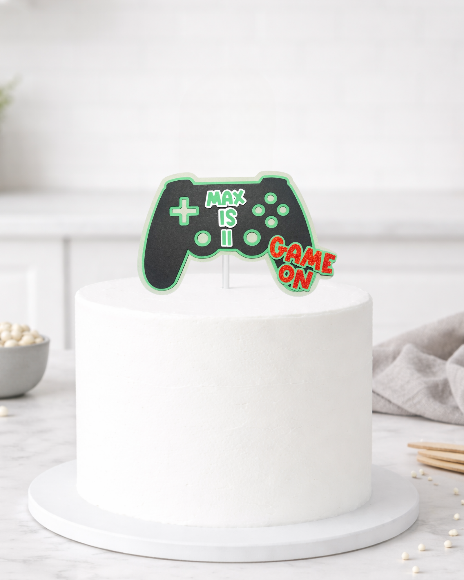 Personalised Game Controller 'Game On' Birthday Cake Topper