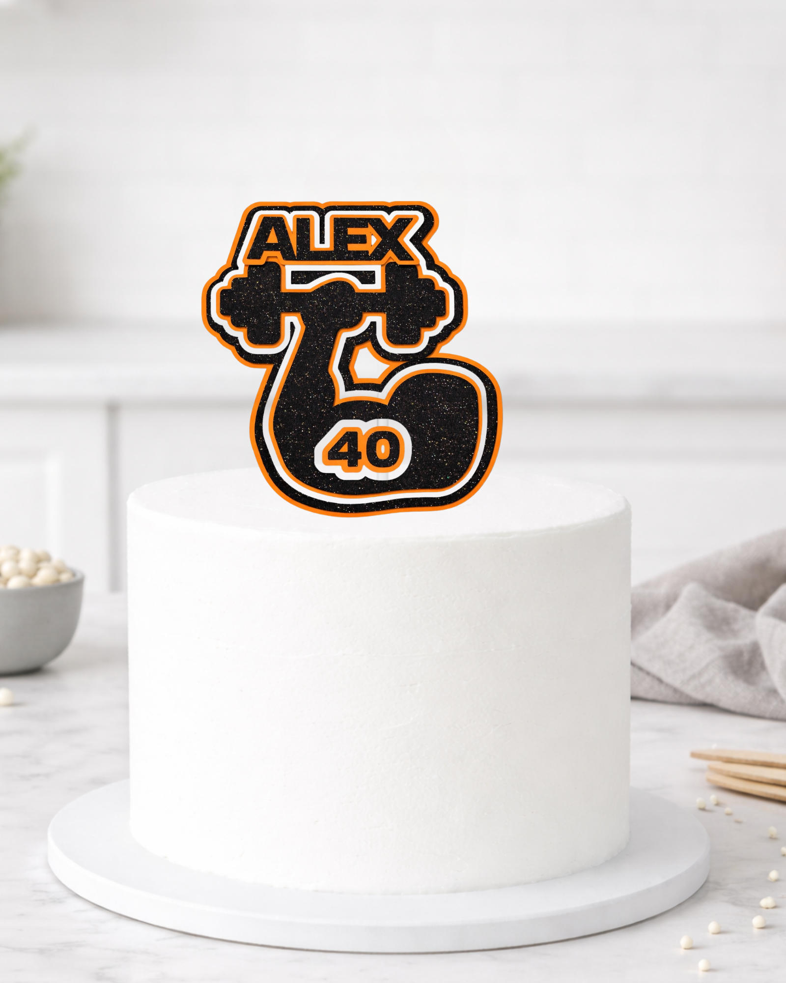 Personalised Weightlifting Gym Birthday Cake Topper