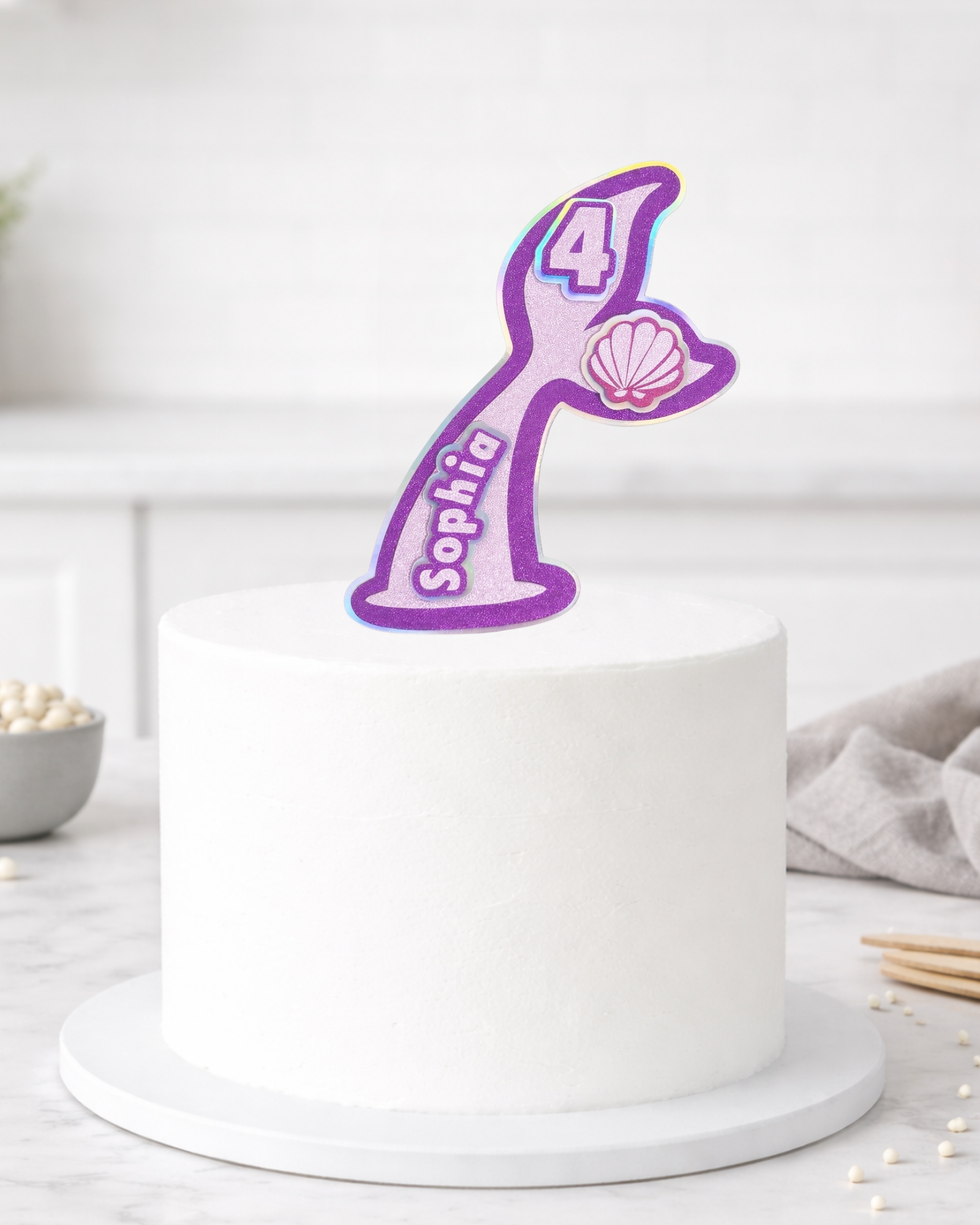 Personalised Mermaid Tail Age Cake Topper