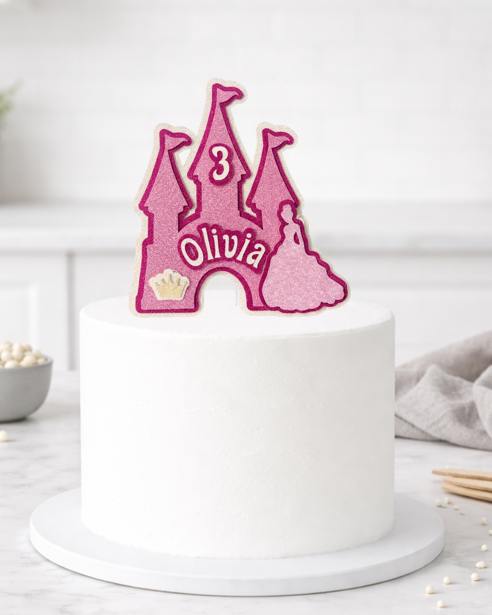 Personalised Princess Castle Birthday Cake Topper