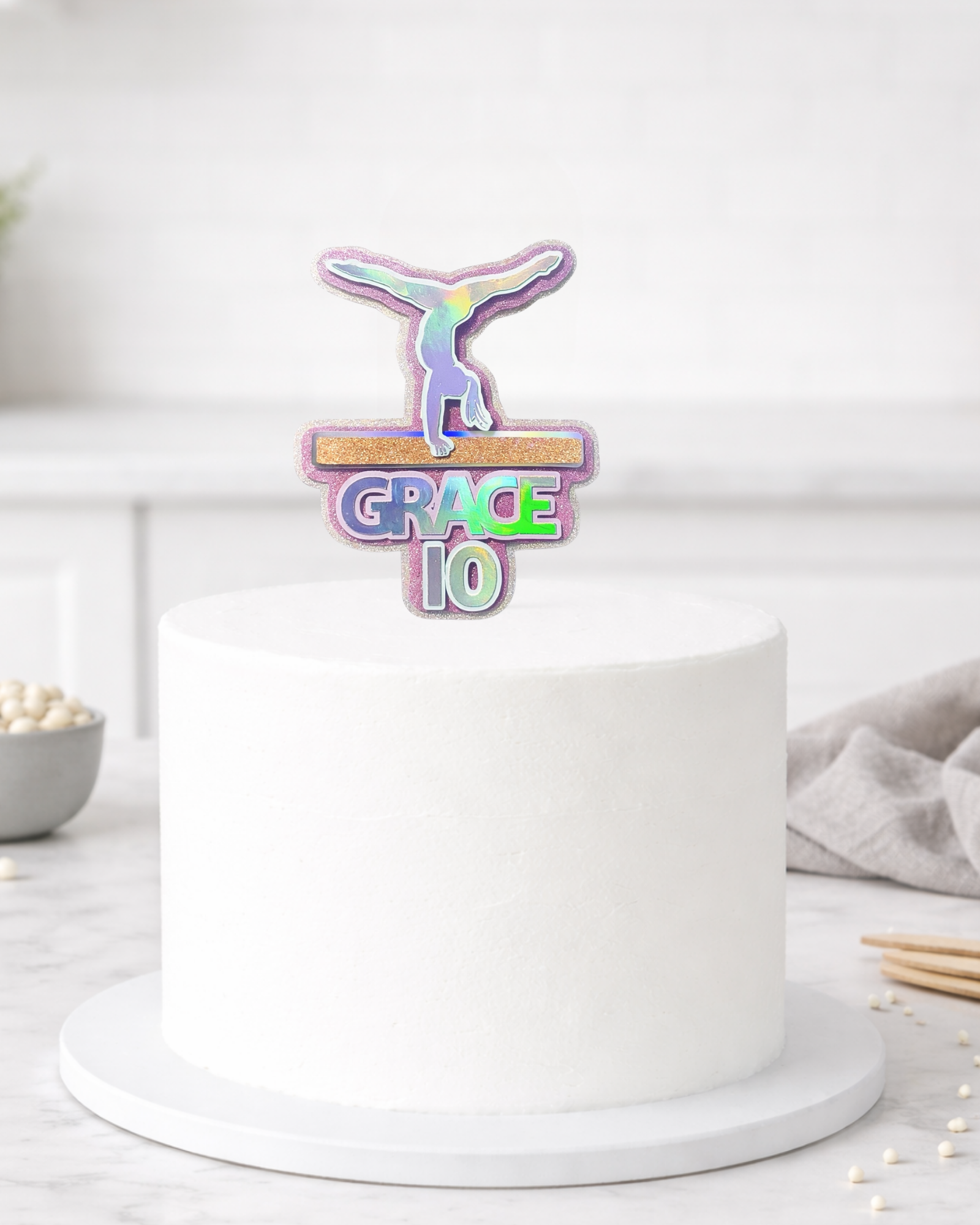 Personalised Gymnastics Balance Beam Cake Topper