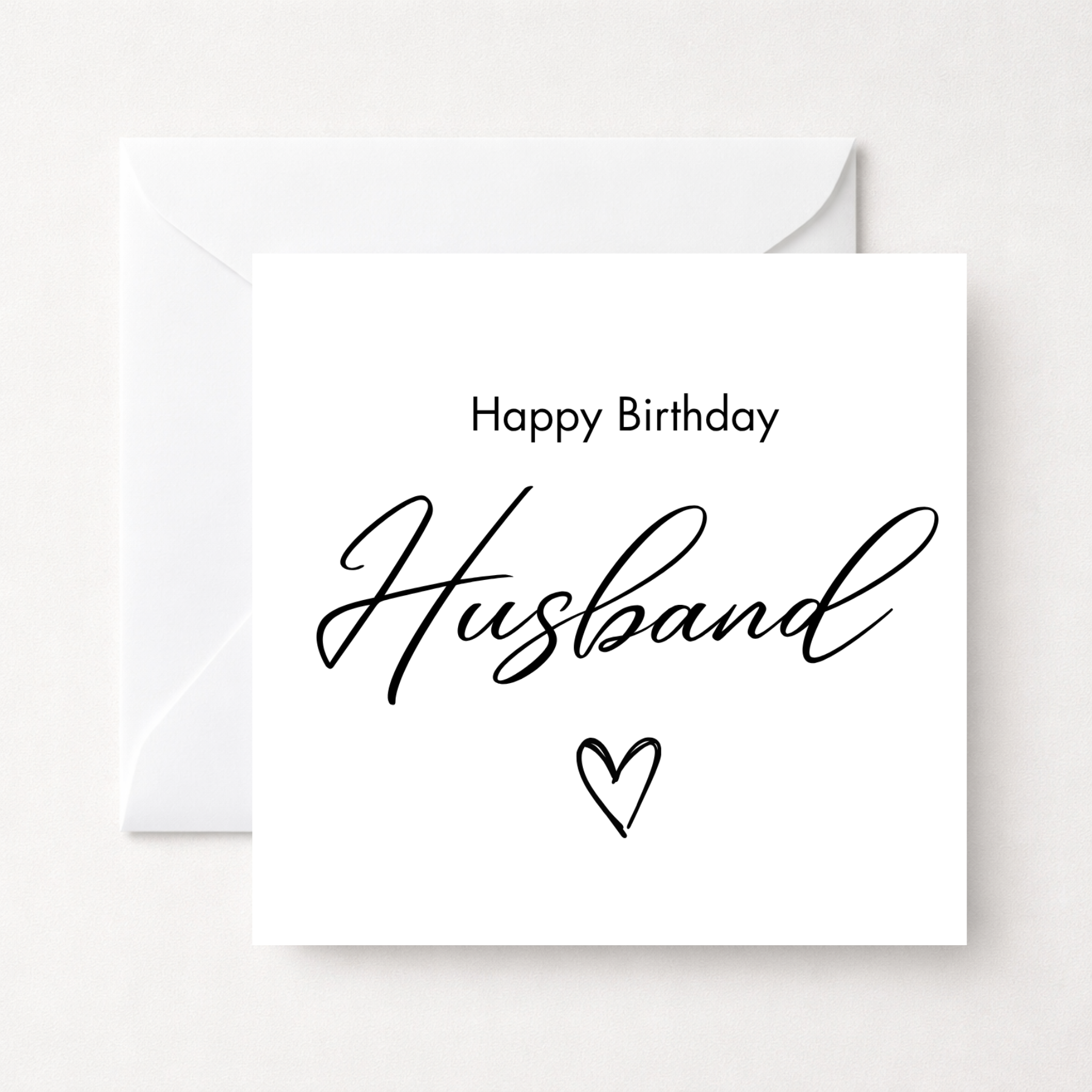 Personalised Husband/Wife/Partner Birthday Card – Minimal Script Heart