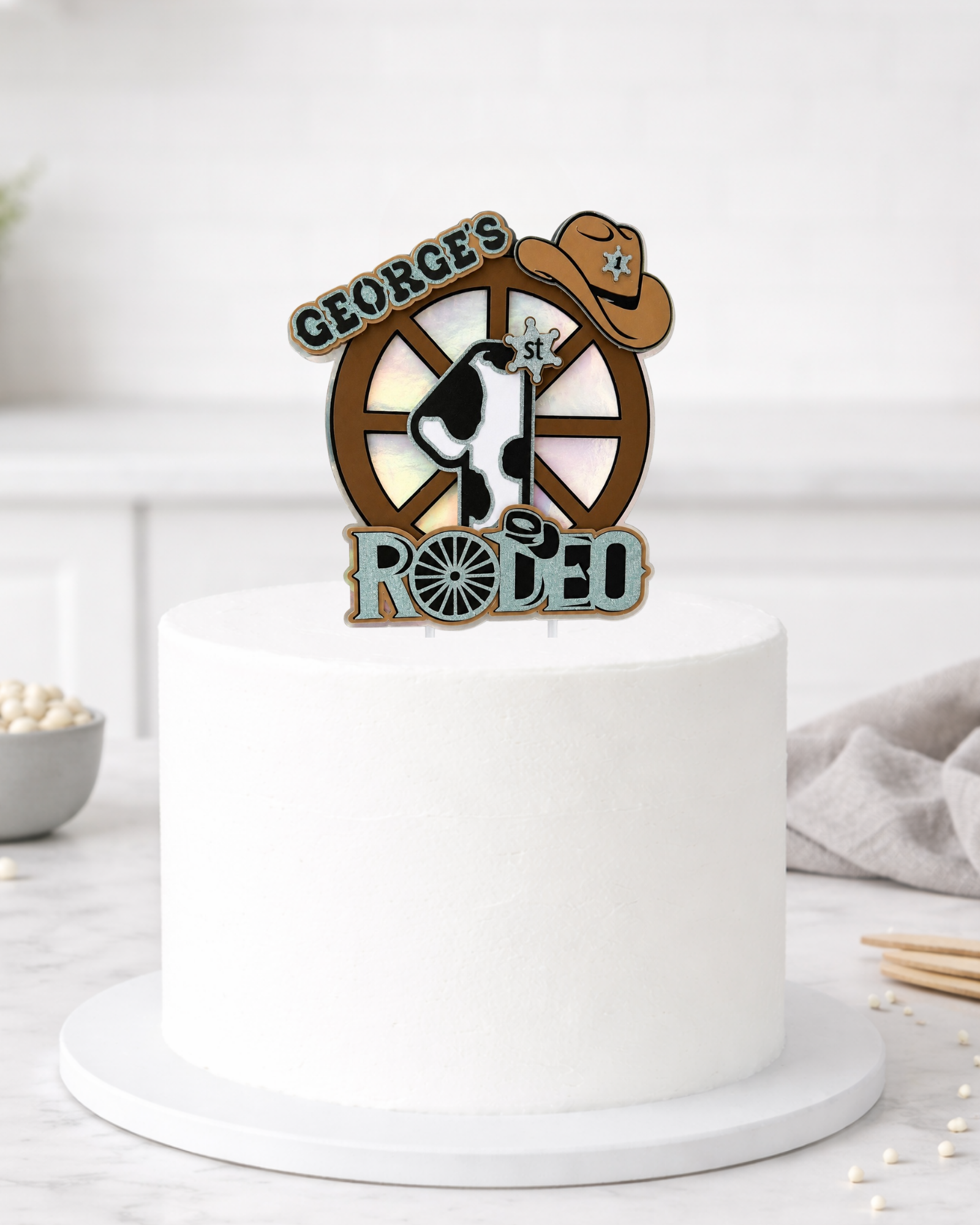 Personalised Cowboy My 1st Rodeo Cake Topper