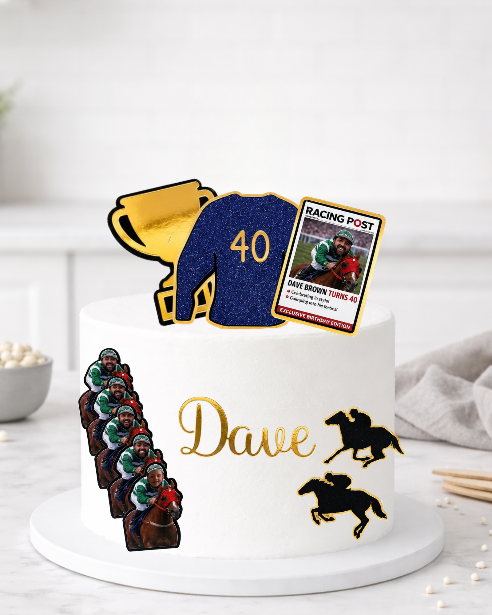 Personalised Horse Racing Birthday Cake Topper Set