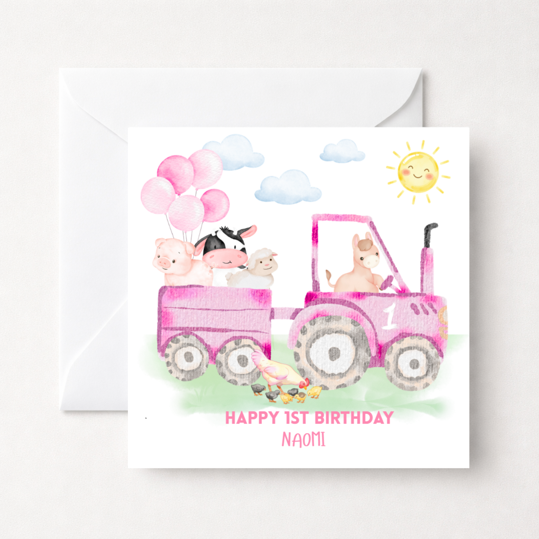 Personalised Farm Tractor 1st Birthday Card