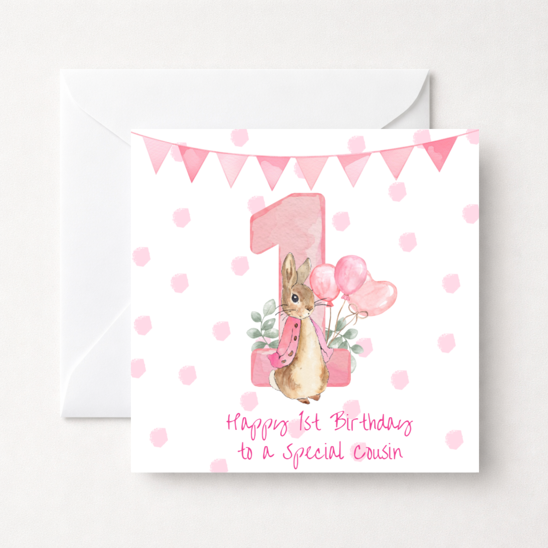 Personalised Bunny 1st Birthday Cousin Card