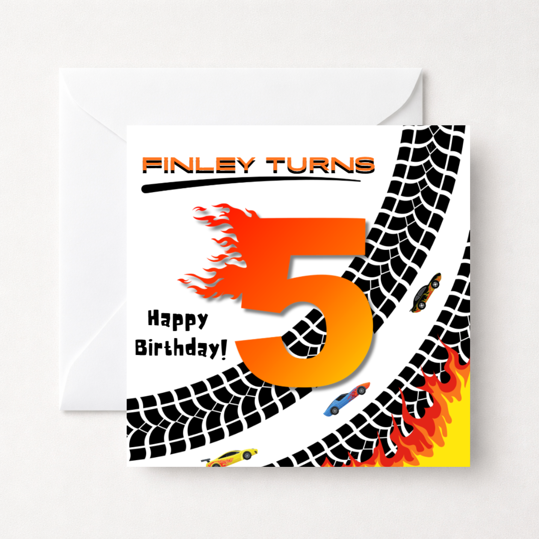 Personalised Race Car Hot Wheels Birthday Card