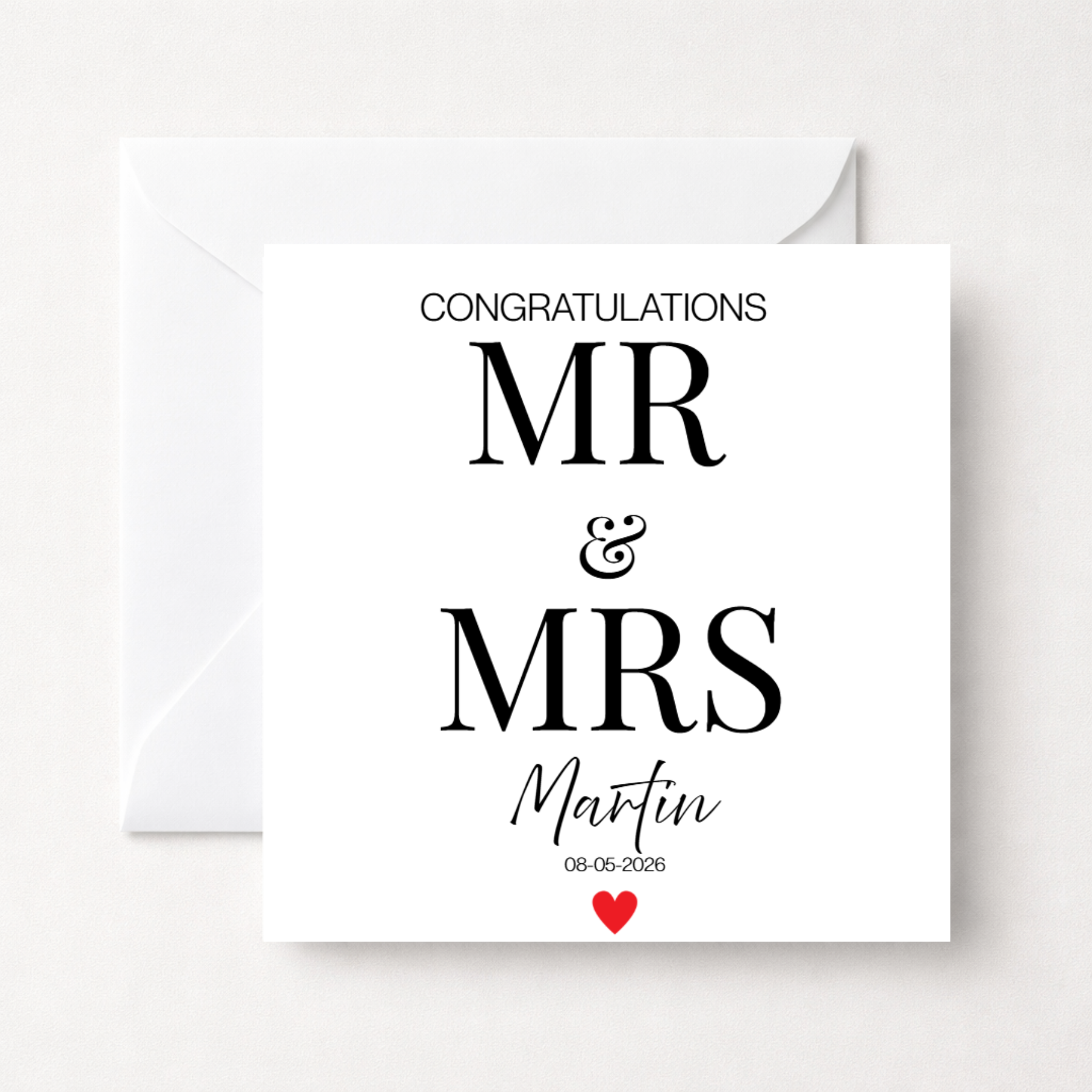 Personalised Congratulations Monochrome Mr & Mrs Wedding Card