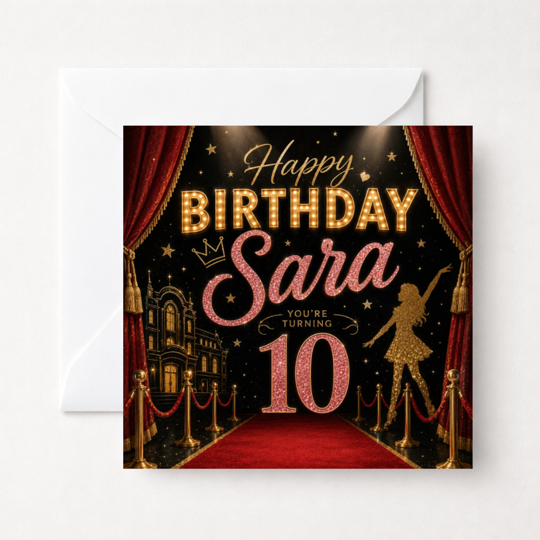 Personalised Theatre Red Carpet Premier Birthday Card